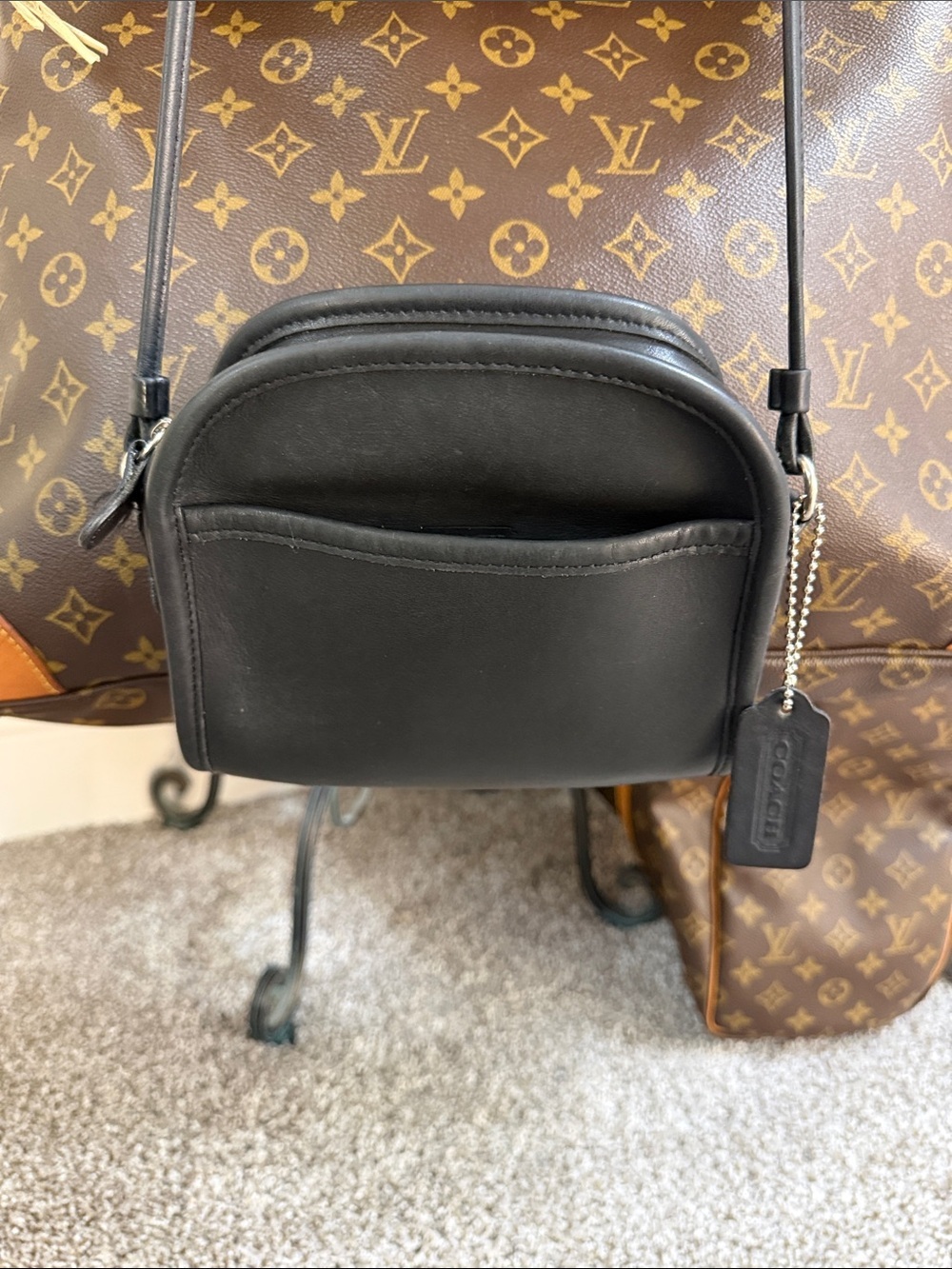 Vintage Coach Black Leather Crossbody Bag Style #9017 ABBIE‎ Dust-bag Included